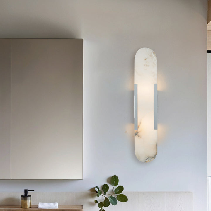 Alabaster Elegance Backplate Sconce - Elegant Alabaster Design with Stunning Finishes - Perfect for Bathroom Sconce
