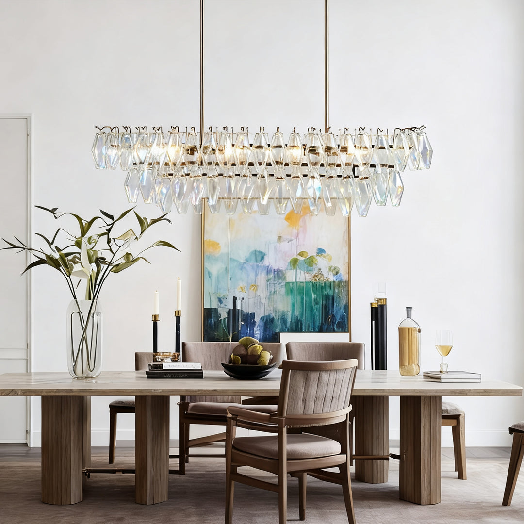 Timeless Elegance Fluted Crystal Chandelier with Luxe Metallic Finish,Fluted crystal effect ,dining room light fitting