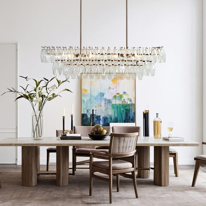 Timeless Elegance Fluted Crystal Chandelier with Luxe Metallic Finish,Fluted crystal effect ,dining room light fitting
