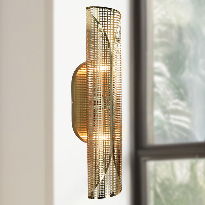 Curl Perforated Sconce 2-Light - Modern Light Fixture for kitchen, Bedroom Wall Sconces