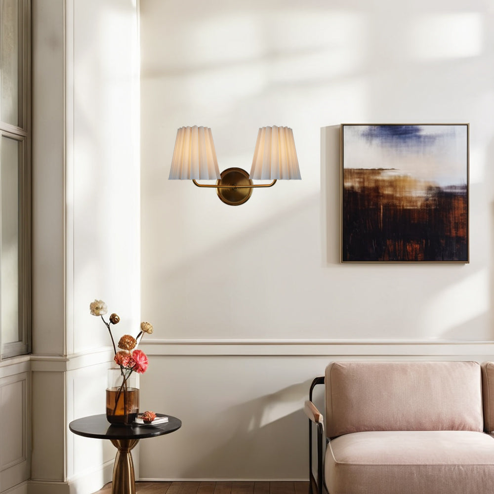 Modern Brass Double Sconce for Transitional Decor - Hardwired Lighting for Bedrooms, Living Rooms, and Hallways