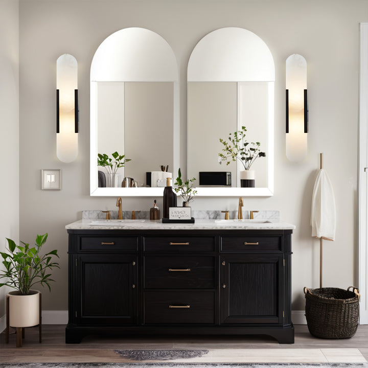 Alabaster Elegance Backplate Sconce - Elegant Alabaster Design with Stunning Finishes - Perfect for Bathroom Sconce