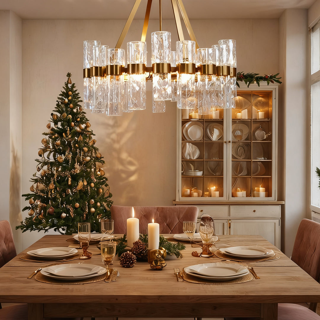 Penni Recycled Glass Chandelier - Elegant Art Deco Lighting Fixture - Perfect for Living Room Chandelier and Hanging Light Fixture