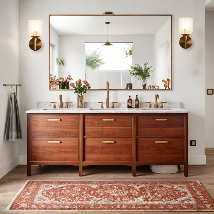 Antique Bronze Bell-Shaped Wall Sconce with Ribbed Glass Shade for Indoor Lighting