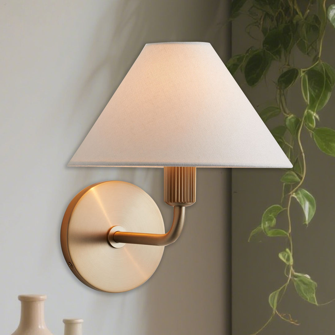Elegant Linen Glow Sconce - Architectural Design Tapered Shade Wall Sconce for Bedroom and Living Room - A Statement Piece of Elegance and Sophistication