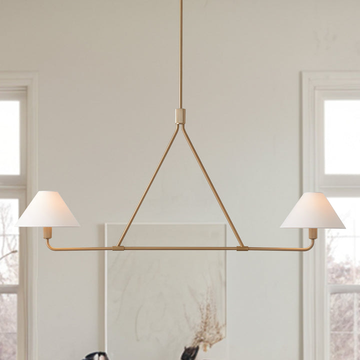 Minimalist Elegance Architectural 2-Light Tapered Pendant: Angular and Minimalist Design for Dining, Bedroom, and Living Room Illumination