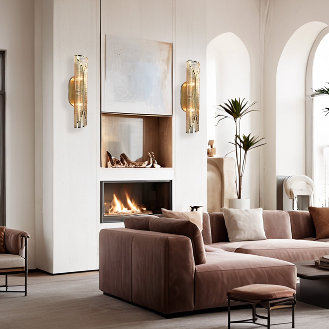 Curl Perforated Sconce 2-Light - Modern Light Fixture for kitchen, Bedroom Wall Sconces