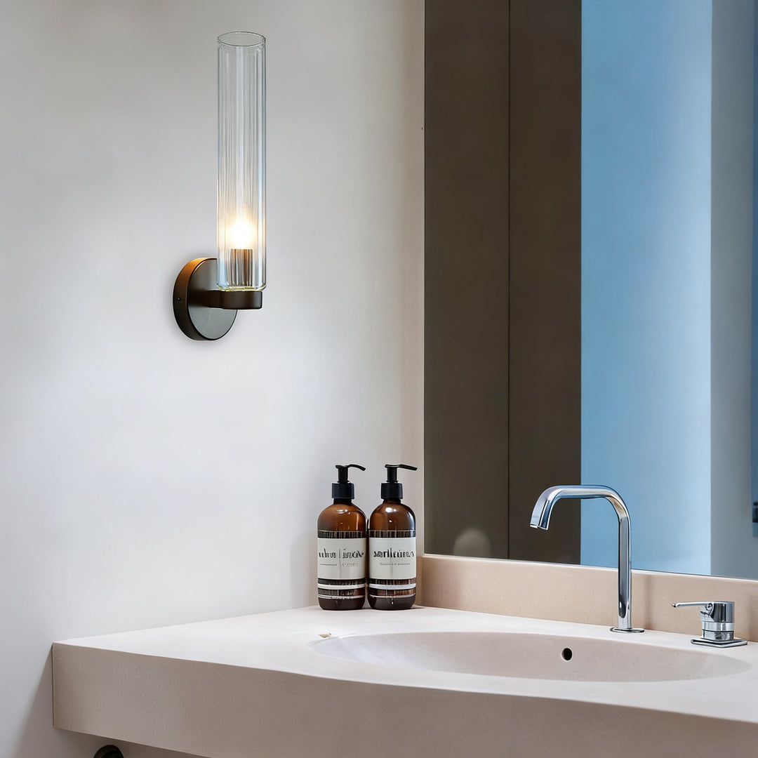 Radiant Fluted Glow Sconce - Elegant Bathroom Wall Lights with Fluted Glass Shade, Suitable for Your Makeup Lighting Mirror in the Bathroom