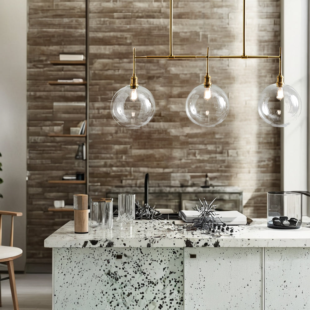 Modern Glam Linear Globe Chandelier - Stylish Two-Toned Light Fixture for Dining Room