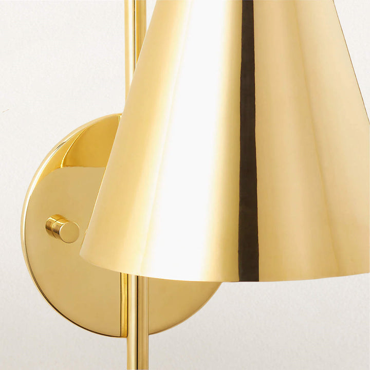 Glowing Conical Sconce - Modern Style with Solid Brass and Conical Shade, Featuring a Sleek Arched Pole - Perfect for Exterior Wall Lights and Outdoor Wall Lights, Ideal for Candle Wall Sconces