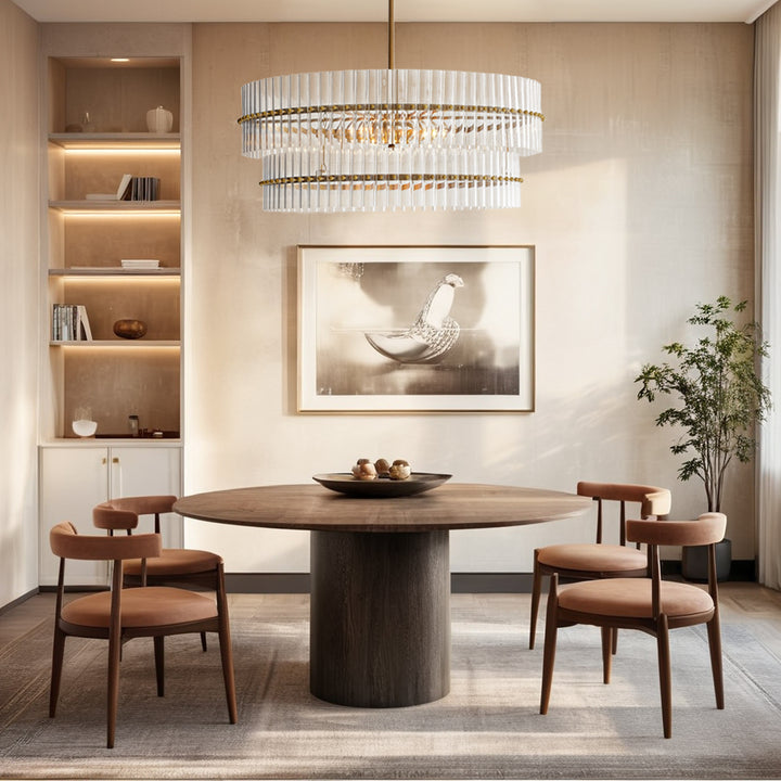 Mallory Crystal elegant retro brass round chandelier pure crystal created for living room, kitchen