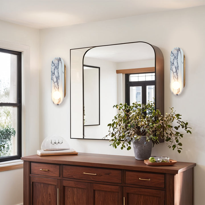 Roxane White Marble Wall Sconce - Elegant Roxane sconce Design with Stunning Finishes - Perfect for Bathroom Sconce and Kitchen Sconce