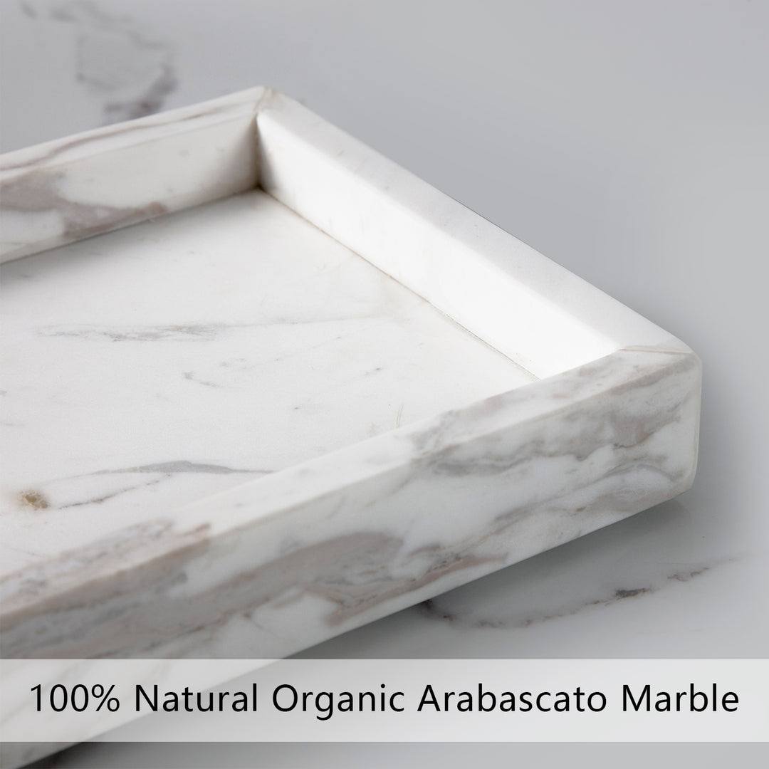 Polished Arabascato Marble Bath Accessories with Stainless Steel Pump - Elegant Decor for Marble Bathrooms, Featuring Unique Veining