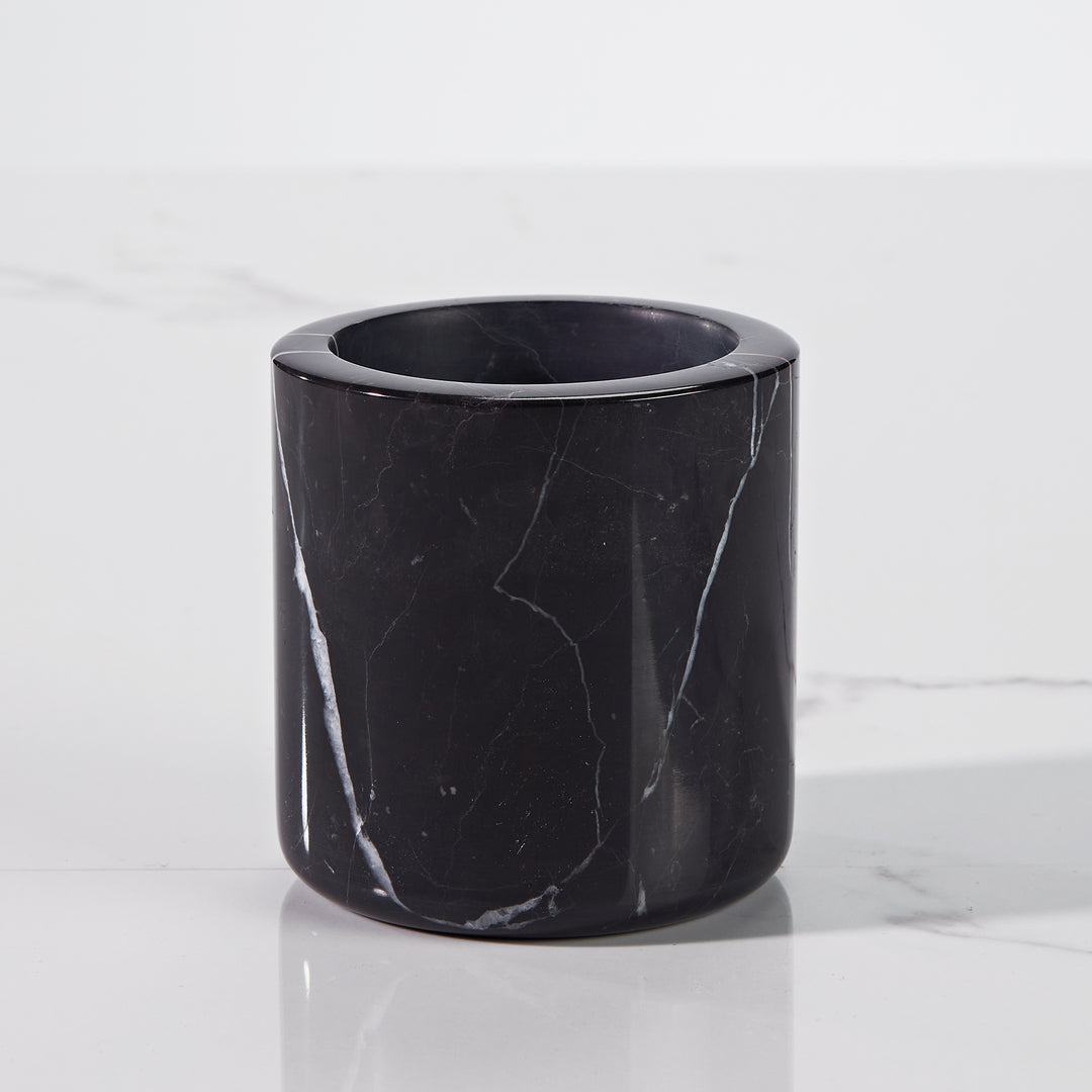 Handcrafted Black Marquina Marble Bath Accessories - Unique and Chic Bathroom Supplies for Elegant Decor