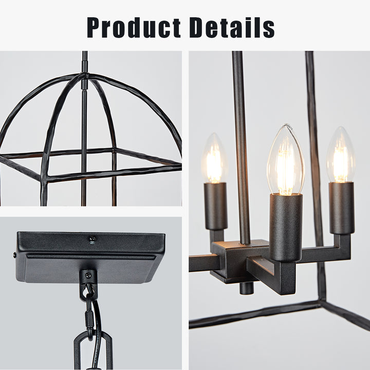 Modern Industrial Forged-Iron Pendant Light - Adjustable Height Hanging Light Fixtures, Suitable for Dining Room And Living Room