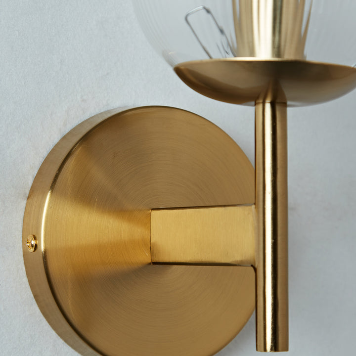 Antique Bronze Bell-Shaped Wall Sconce with Ribbed Glass Shade for Indoor Lighting