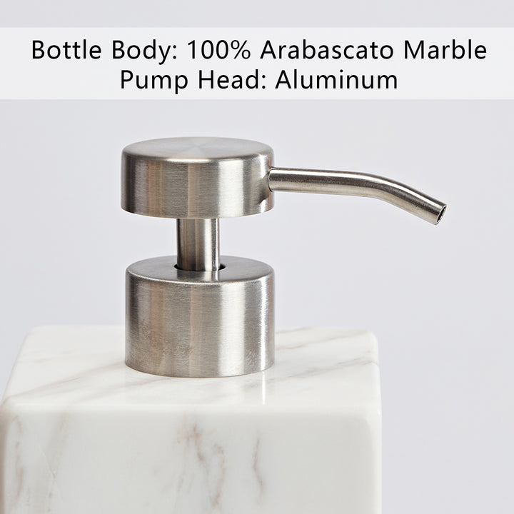 Polished Arabascato Marble Bath Accessories with Stainless Steel Pump - Elegant Decor for Marble Bathrooms, Featuring Unique Veining