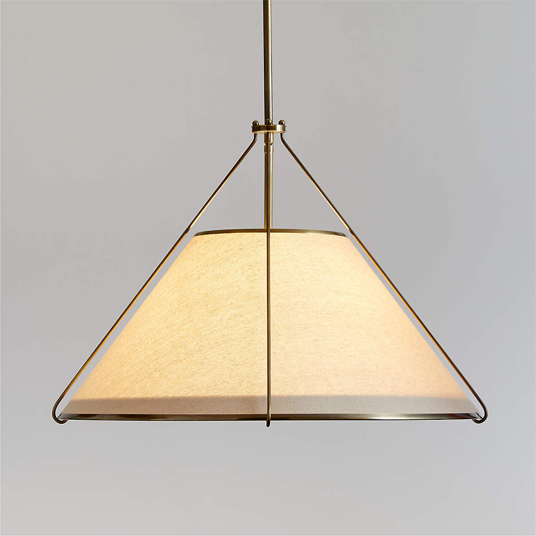 Linen Glow Brass Pendant Light - Modern Design with Burnished Brass Finish and Natural Linen Shade for Soft Lighting - Perfect for Living Room, Kitchen