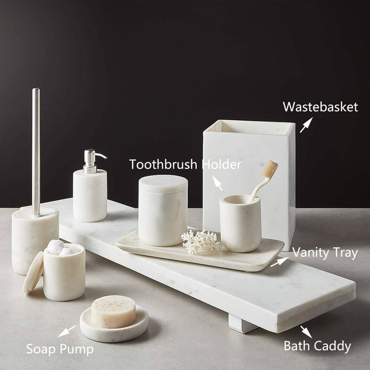 NeatEssence Marble Bath Accessories with Unique Design and Honed Smooth Finish for Elegant Bathroom Decor