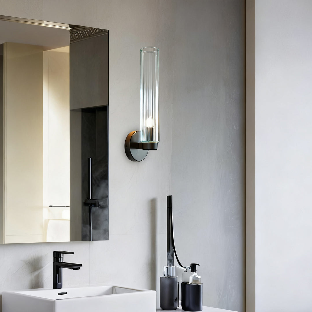 Radiant Fluted Glow Sconce - Elegant Bathroom Wall Lights with Fluted Glass Shade, Suitable for Your Makeup Lighting Mirror in the Bathroom