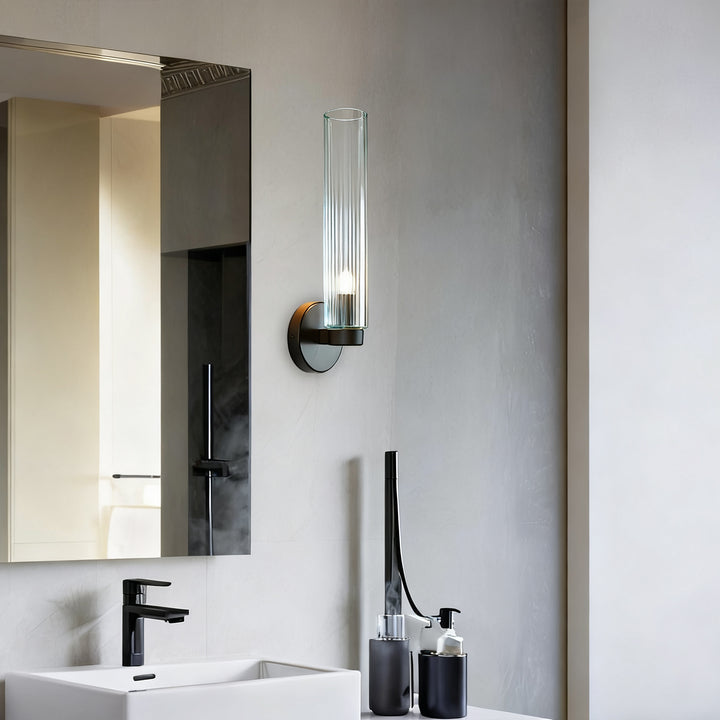 Radiant Fluted Glow Sconce - Elegant Bathroom Wall Lights with Fluted Glass Shade, Suitable for Your Makeup Lighting Mirror in the Bathroom