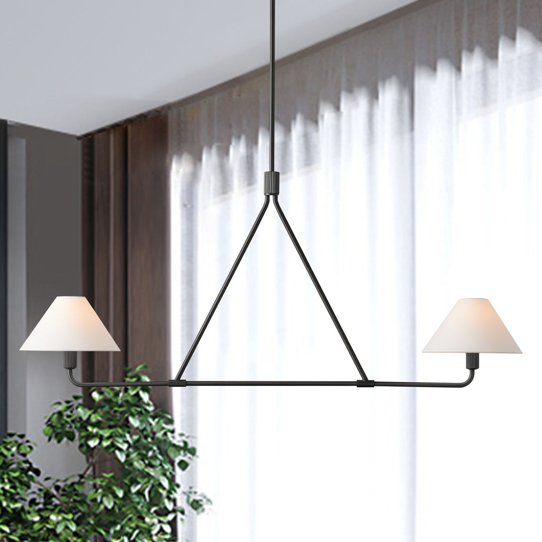 Minimalist Elegance Architectural 2-Light Tapered Pendant: Angular and Minimalist Design for Dining, Bedroom, and Living Room Illumination