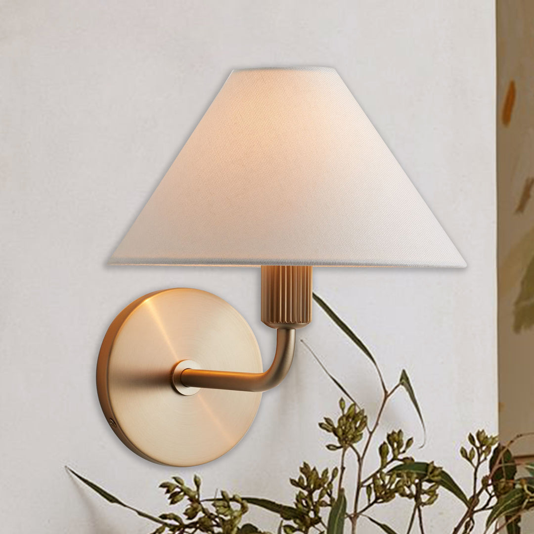 Elegant Linen Glow Sconce - Architectural Design Tapered Shade Wall Sconce for Bedroom and Living Room - A Statement Piece of Elegance and Sophistication