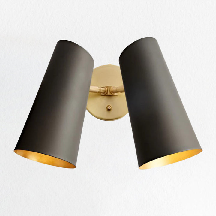 Articulating Mid-Century Double Sconce - Stylish Brass Metal Wall Lights for Living Room