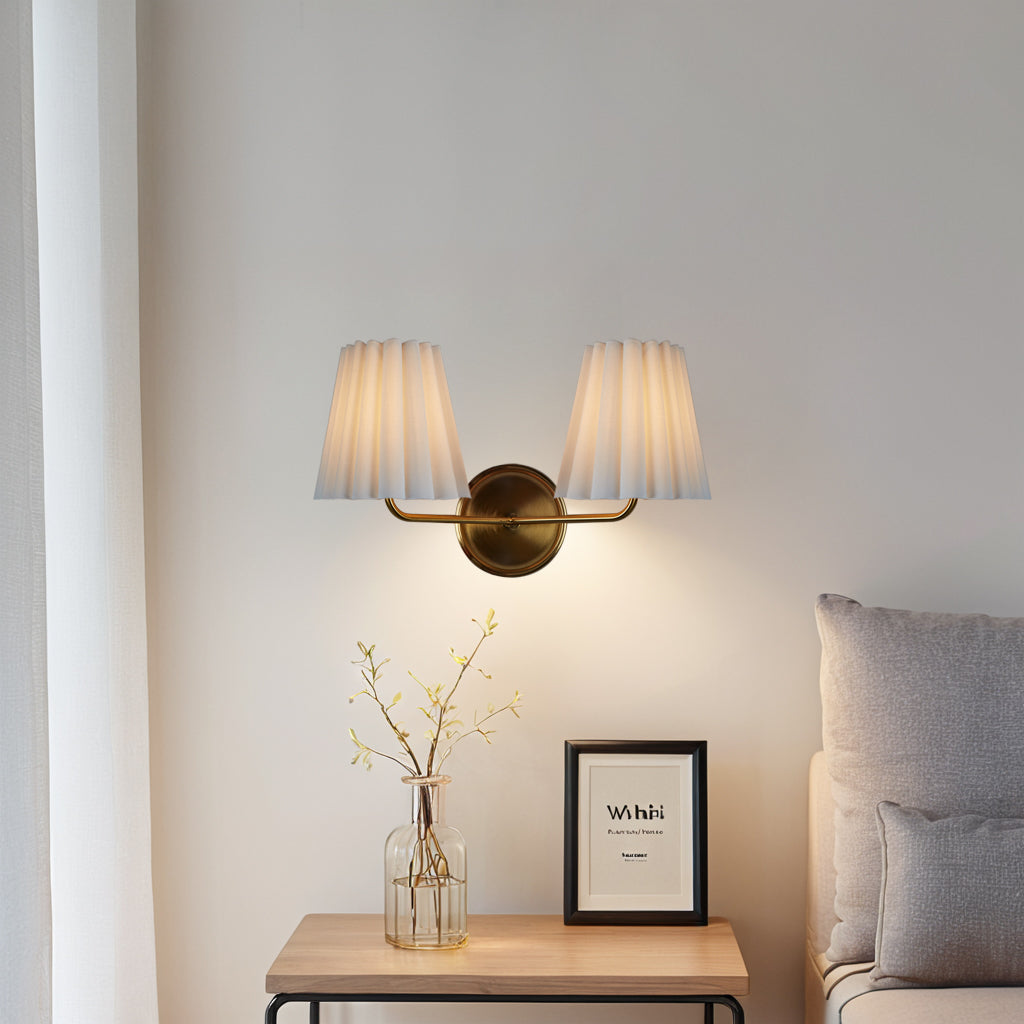Modern Brass Double Sconce for Transitional Decor - Hardwired Lighting for Bedrooms, Living Rooms, and Hallways