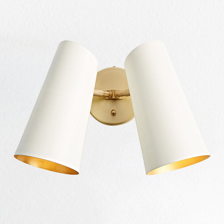 Articulating Mid-Century Double Sconce - Stylish Brass Metal Wall Lights for Living Room