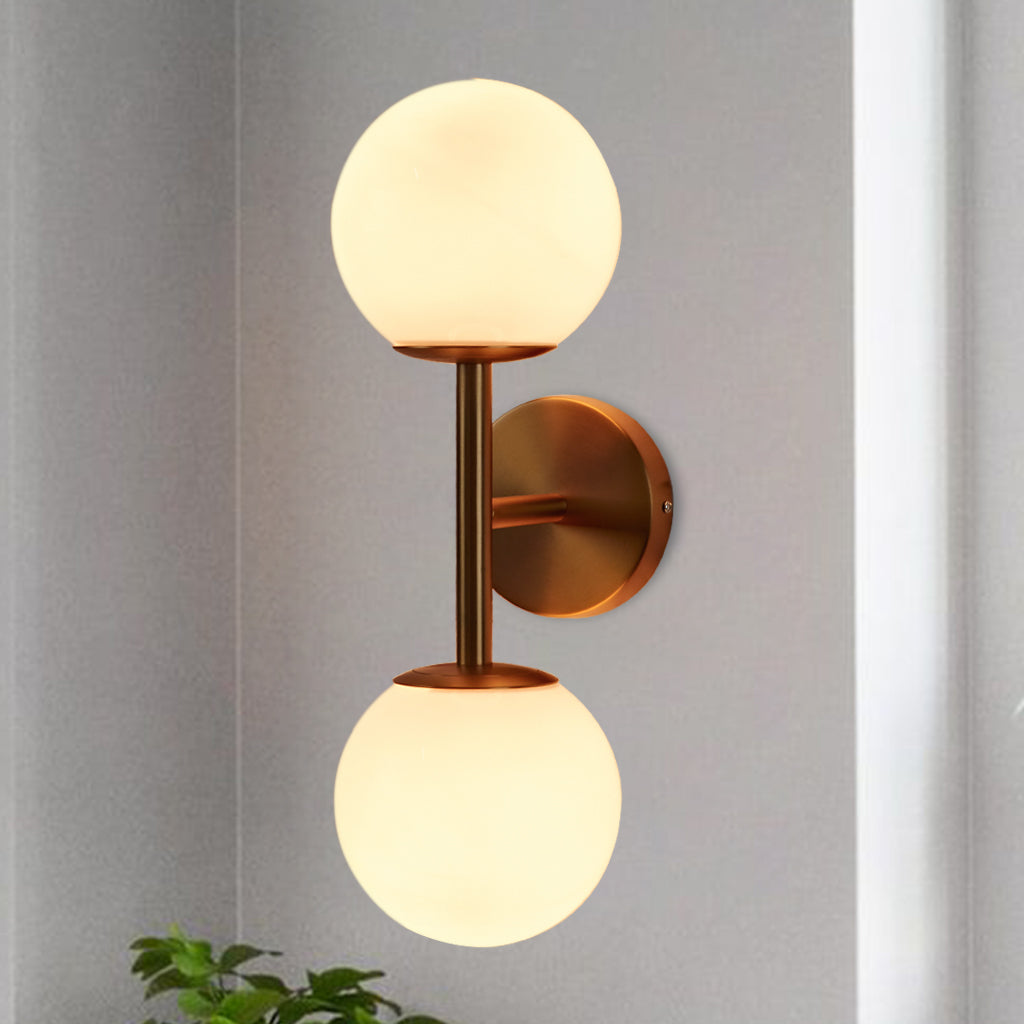 Fiberglass Glow Double Wall Sconce: Cast Fiberglass with White Textured Finish and Pewter/Gold Accents for Kitchen, Bathroom, Outdoor