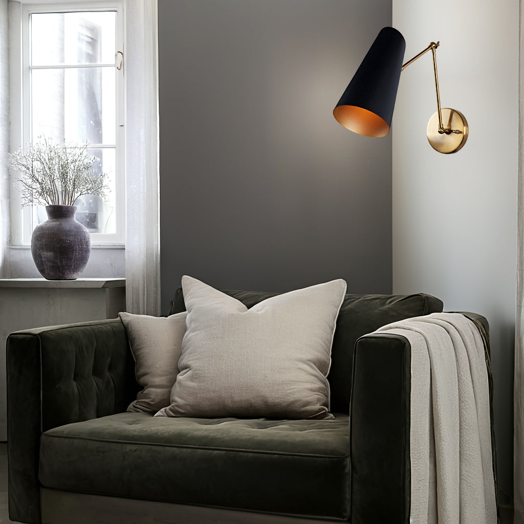 Elegant Articulating Mid-Century Modern Metal Sconce - Stylish and Functional Wall Lights for Living Room