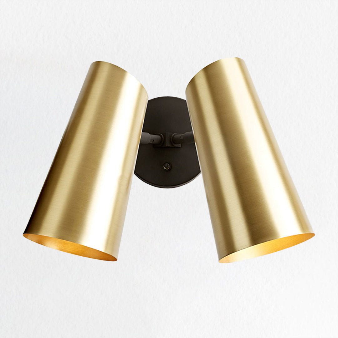 Articulating Mid-Century Double Sconce - Stylish Brass Metal Wall Lights for Living Room