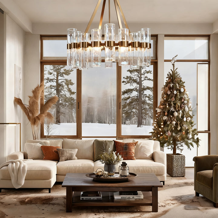 Penni Recycled Glass Chandelier - Elegant Art Deco Lighting Fixture - Perfect for Living Room Chandelier and Hanging Light Fixture