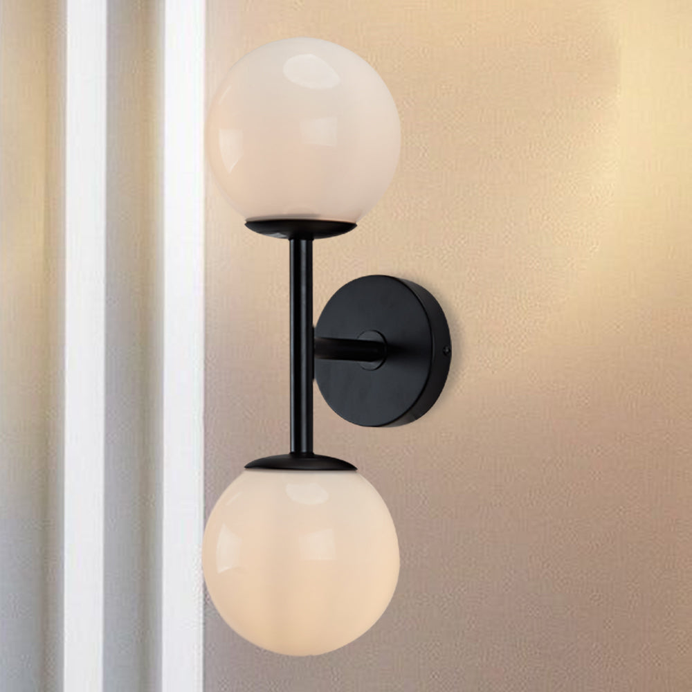 Fiberglass Glow Double Wall Sconce: Cast Fiberglass with White Textured Finish and Pewter/Gold Accents for Kitchen, Bathroom, Outdoor