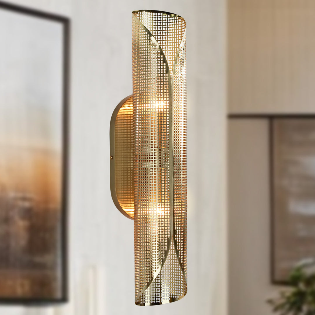Curl Perforated Sconce 2-Light - Modern Light Fixture for kitchen, Bedroom Wall Sconces