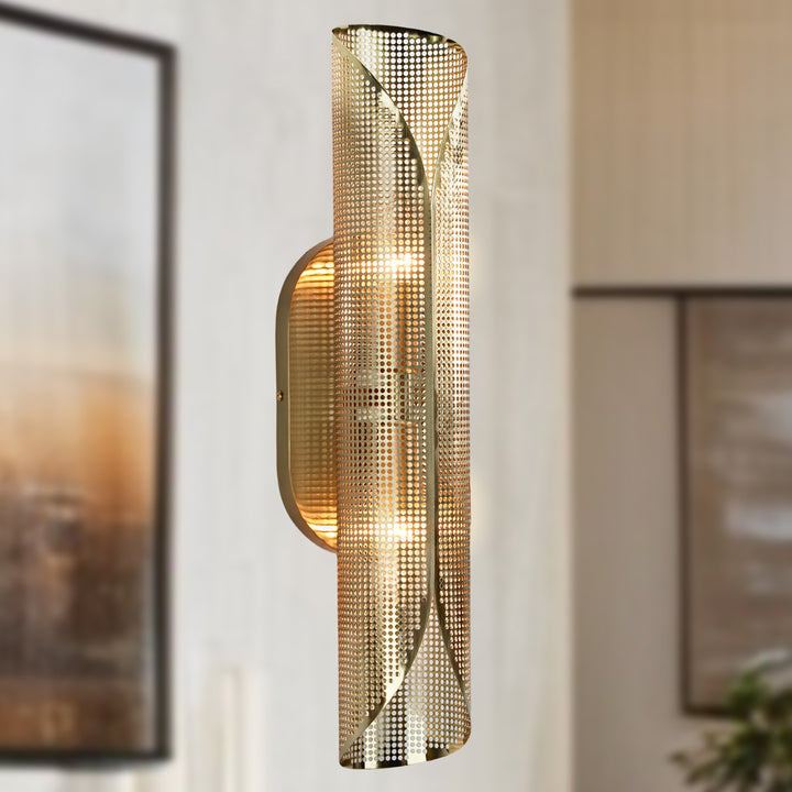 Curl Perforated Sconce 2-Light - Modern Light Fixture for kitchen, Bedroom Wall Sconces