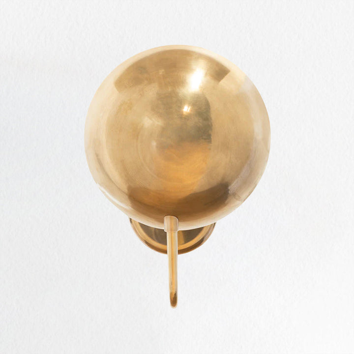 Brass Handcrafted Round Shade Sconce-Damp Rated Brass Sconce for Living Room, Kitchen, Bathroom, or Bedroom Wall Lamps