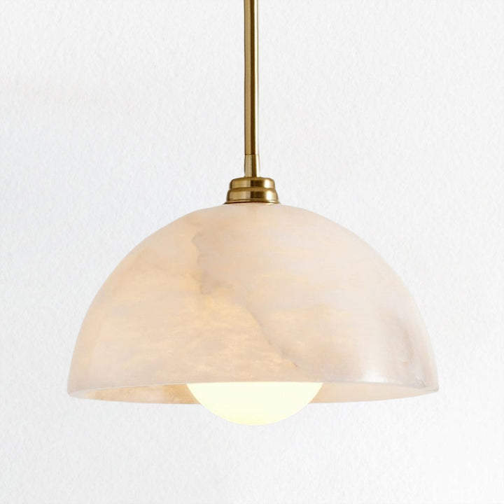 Elegant Alabaster Refinement Pendant - Natural Alabaster with Steel and Tumbled Brass - Ideal Hanging Light Fixture for Bedroom, Perfect Pendant Light for All Your Bedroom Needs