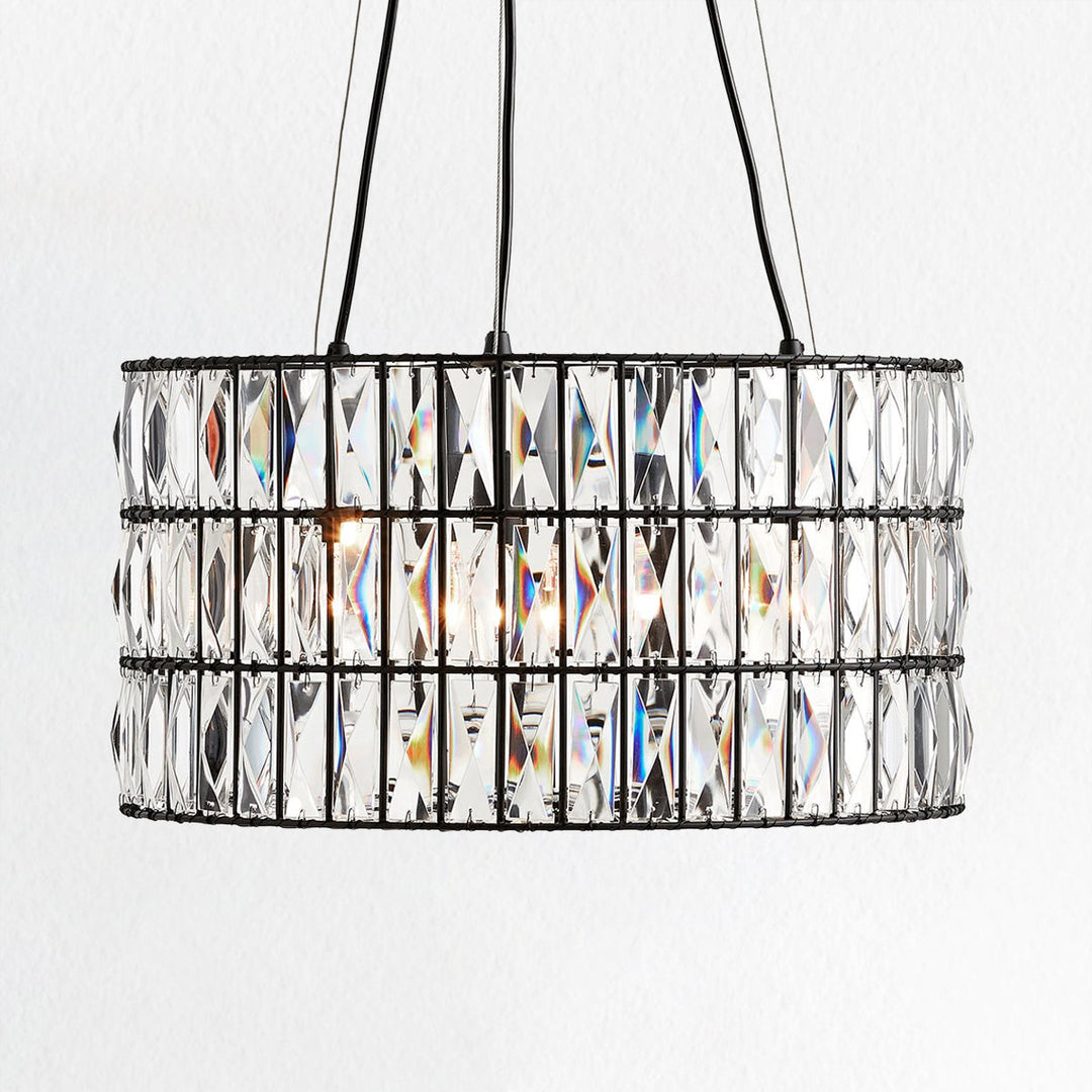 Glimmering Heights Adjustable Crystal Chandelier - Elegant Lighting Fixture for Dining Room, Living Room, and Bedroom