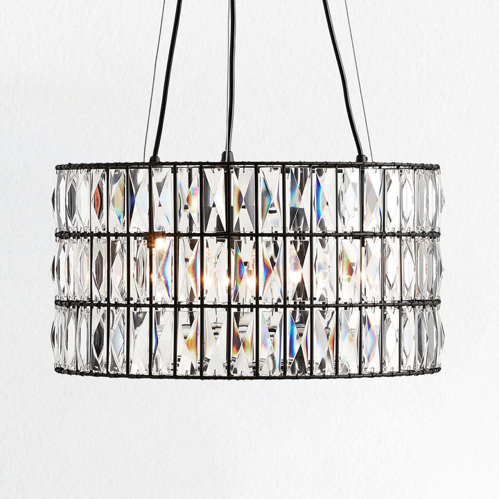 Glimmering Heights Adjustable Crystal Chandelier - Elegant Lighting Fixture for Dining Room, Living Room, and Bedroom