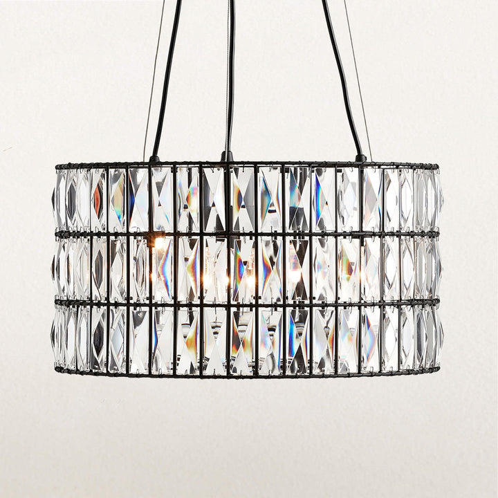 Glimmering Heights Adjustable Crystal Chandelier - Elegant Lighting Fixture for Dining Room, Living Room, and Bedroom