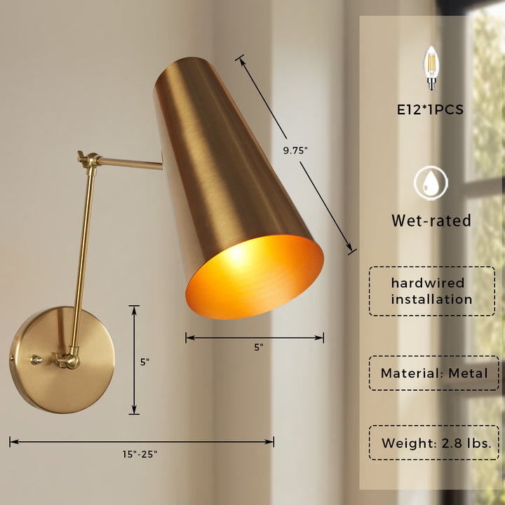 Elegant Articulating Mid-Century Modern Metal Sconce - Stylish and Functional Wall Lights for Living Room