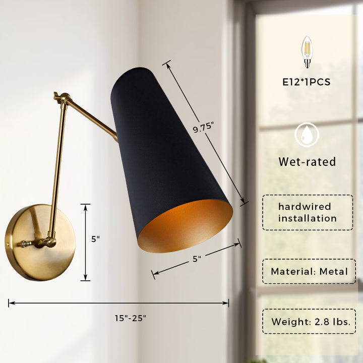 Elegant Articulating Mid-Century Modern Metal Sconce - Stylish and Functional Wall Lights for Living Room
