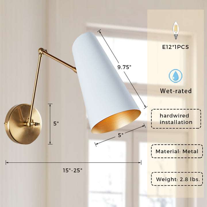 Elegant Articulating Mid-Century Modern Metal Sconce - Stylish and Functional Wall Lights for Living Room