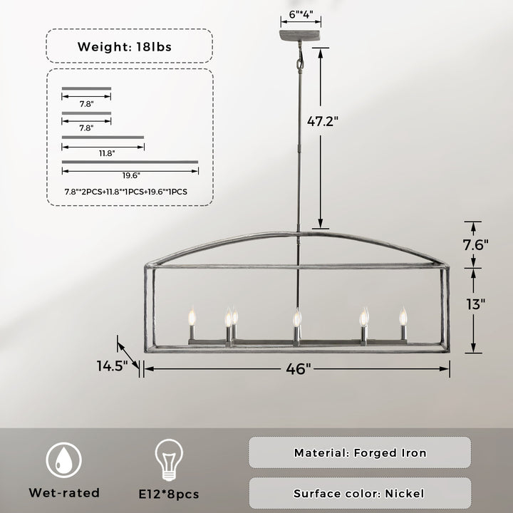 ForgeCurve Dining Chandelier - Modern Hand-Forged Chandelier with Organic Curves Suitable for Dining Room And Living Room