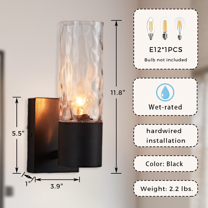 Transparent Glass Cylinder - Sleek Handcrafted Wall Lamps for Optimal Light, Suitable for Bathrooms and Living Rooms