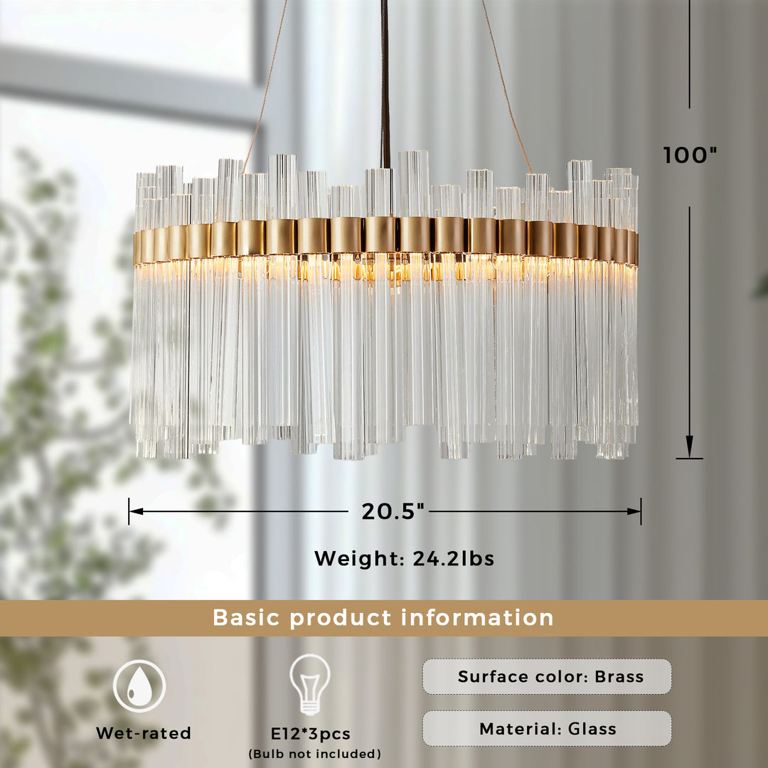 Crystal Brilliance Chandelier - Elegant Art Deco Lighting Fixture with Brass and Crystal Composition, Featuring Crystal Arrangements - Perfect for Living Room Chandelier and Hanging Light Fixtures
