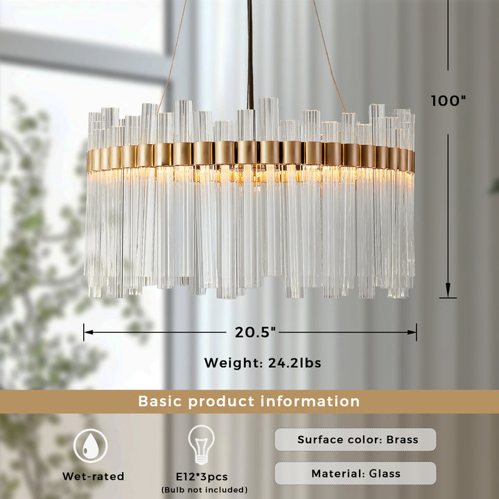 Crystal Brilliance Chandelier - Elegant Art Deco Lighting Fixture with Brass and Crystal Composition, Featuring Crystal Arrangements - Perfect for Living Room Chandelier and Hanging Light Fixtures