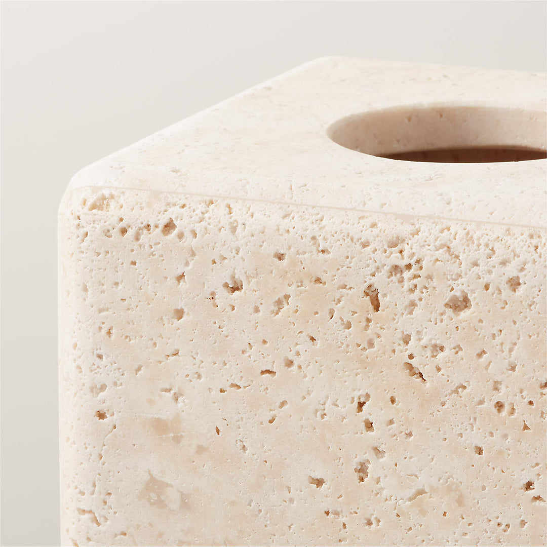 Nature's Touch Travertine Bath Accessories with Organic Edge and Unique Variations for Rustic Bathroom Decor